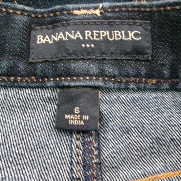 Like New Banana Republic Dark Wash Denim Jean Pencil Skirt 6 Above Knee Pockets - Picture 6 of 8